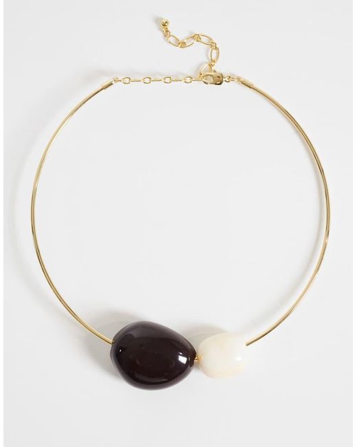 TOPSHOP Natural Mila Choker Necklace With Cream And Chocolate Stones