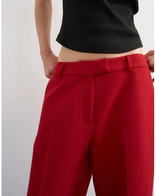 TOPSHOP Red Co Ord Mid Rise Clean Straight Trouser