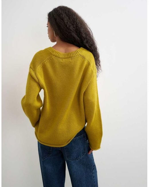TOPSHOP Yellow Knit Scoop Neck Sweater