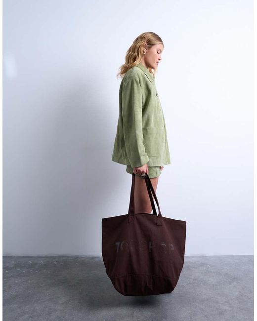 TOPSHOP White Large Canvas Tote Bag