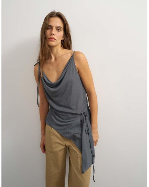 TOPSHOP Blue Cami Asymmetric Top