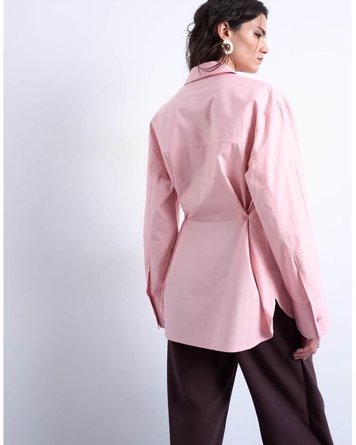 TOPSHOP Pink Darted Cuff Oversized Shirt