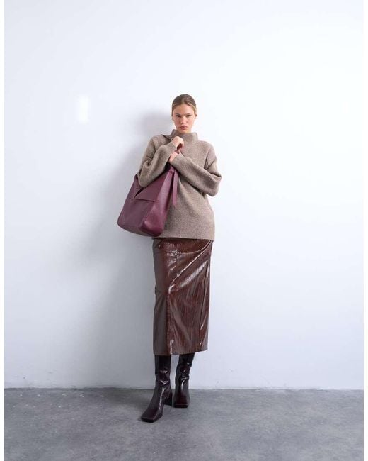 TOPSHOP White Knitted Oversized High Neck Jumper