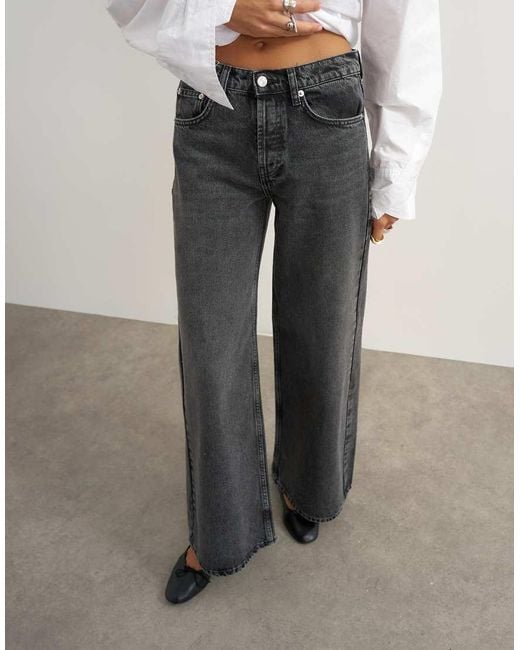 TOPSHOP White Horizon Mid-rise Wide Leg Jeans