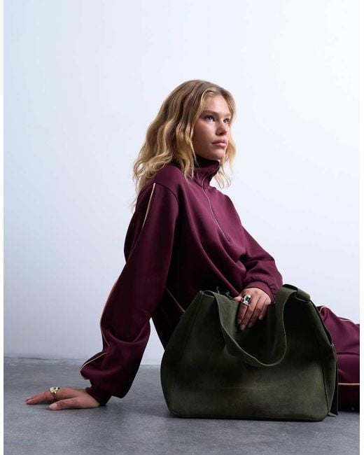 TOPSHOP Suri Real Suede Leather Shoulder Bag in Purple Lyst UK