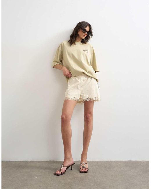 TOPSHOP Natural 'little Italy' Graphic Oversized Tee