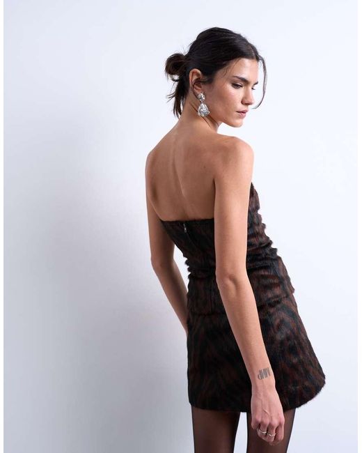 TOPSHOP Black Co-ord Faux Fur Bandeau