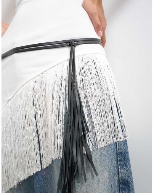 TOPSHOP White Fringe Cord Belt