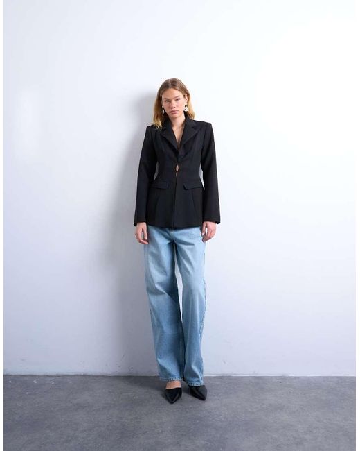 TOPSHOP Blue Co Ord Cinched Waist Blazer
