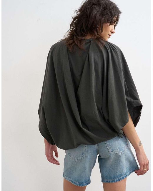 TOPSHOP Black Cape Draped Tee