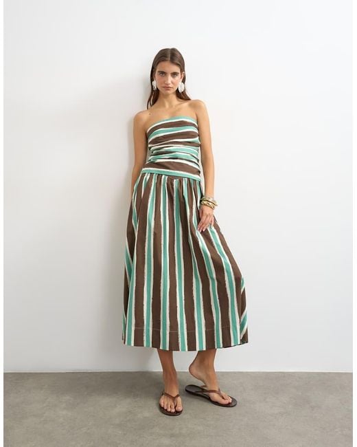 TOPSHOP Green Co-ord Gathered Bandeau Top