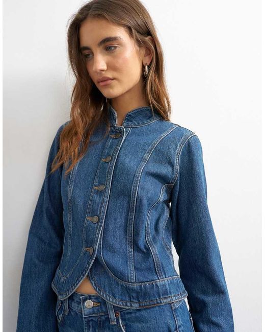 TOPSHOP Blue Denim Drummer Boy Jacket