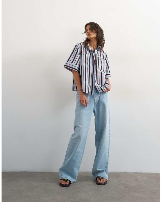 TOPSHOP Blue Resort Boxy Shirt