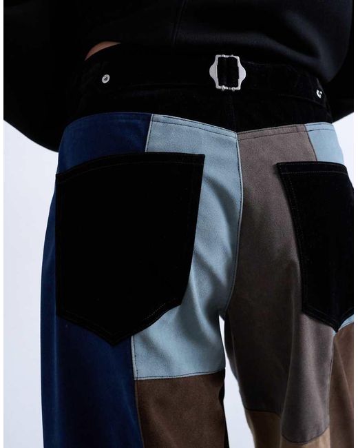 TOPSHOP White Faux Suede Patchwork Cinched Pants