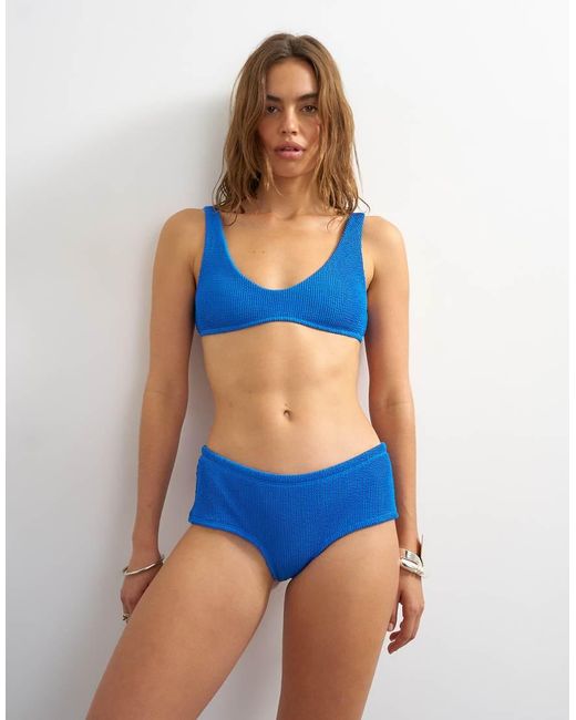 TOPSHOP Blue Tara Short Cheeky Bikini Bottom
