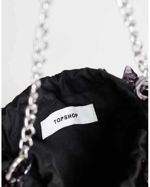 TOPSHOP White Scarlett Small Beaded Shoulder Bag