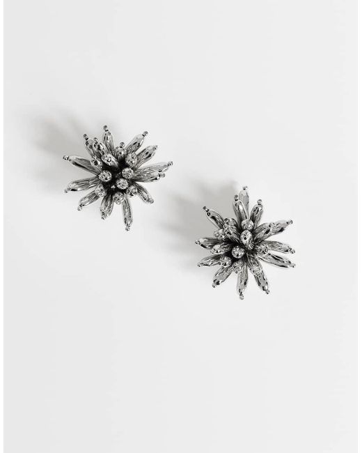 TOPSHOP Metallic Cara Statement Flower Earrings