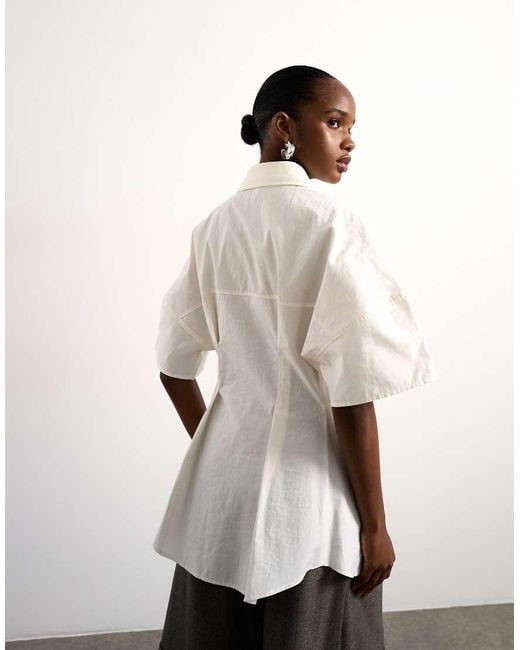 TOPSHOP Natural Tolu Coker X Short Sleeve Shirt