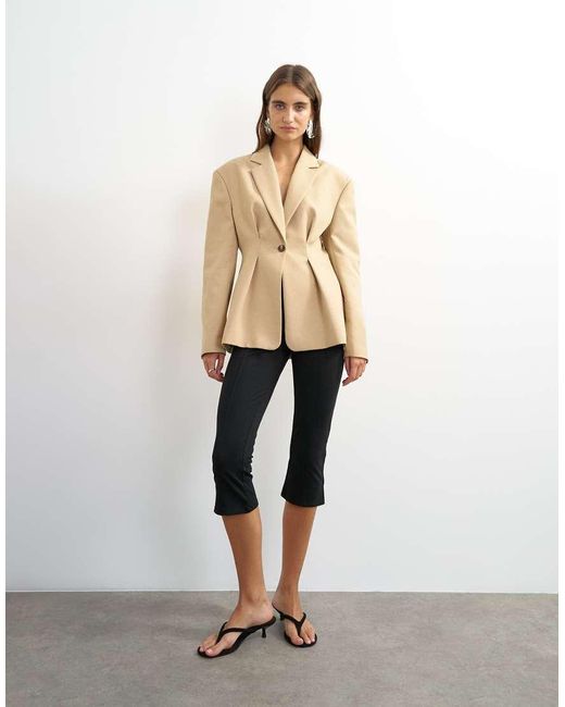 TOPSHOP Natural Extreme Cinched Waist Blazer