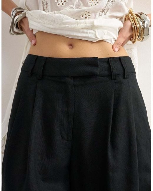 TOPSHOP Black Linen Bermuda Short