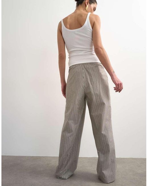 TOPSHOP White Stripe Poplin Wrapover Skirt Trouser