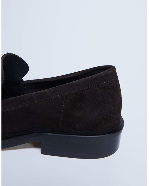 TOPSHOP White Premium Clover Real Suede Loafers With Ruched Detail