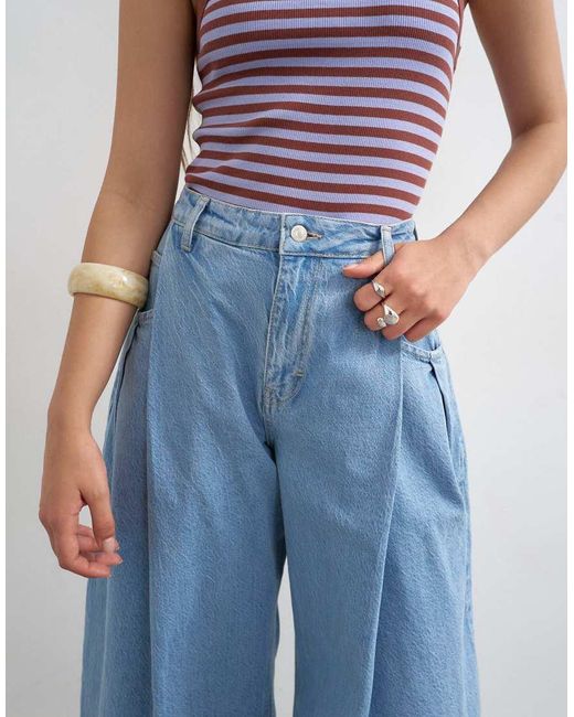 TOPSHOP Blue Cocoon Mid Rise Barrel Jean