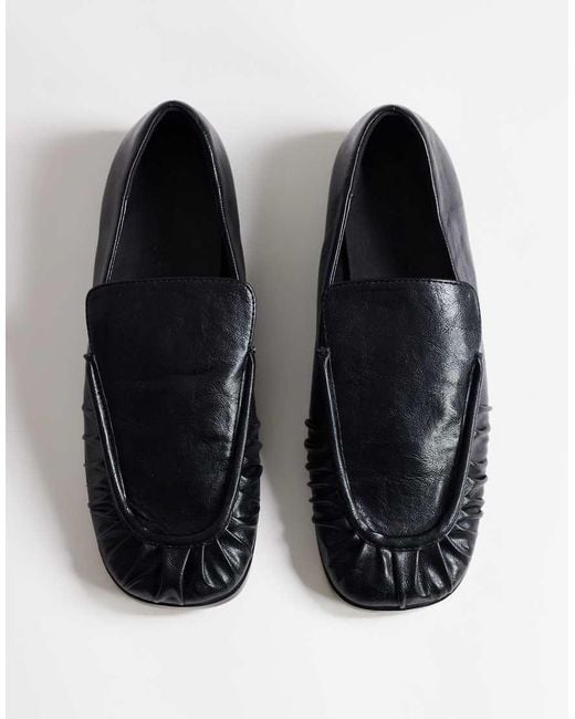 TOPSHOP Black Dora Ruched Loafers