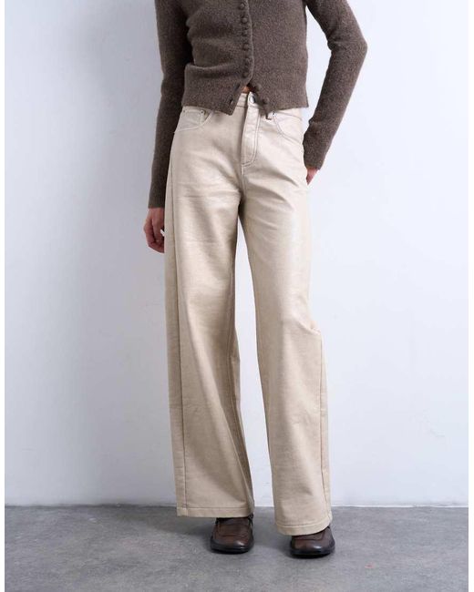 TOPSHOP Gray Faux Leather A Line Trouser