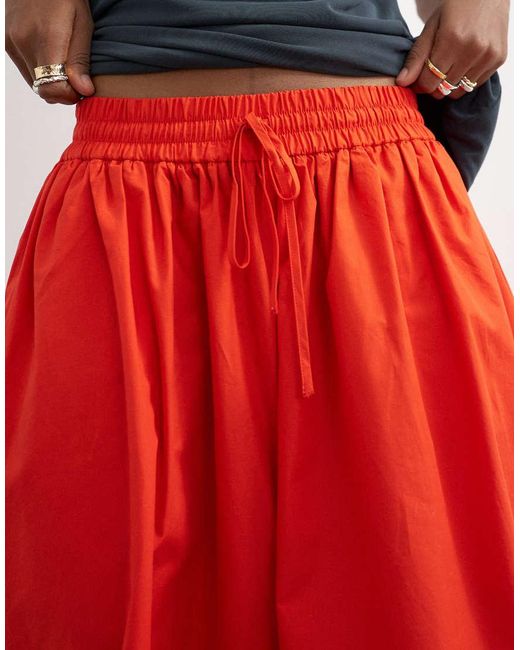 TOPSHOP Red Oversized Cuff Balloon Trouser