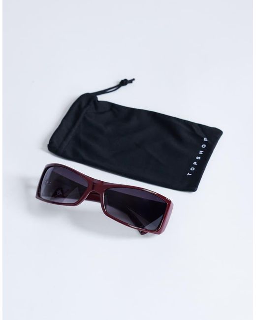 TOPSHOP Blue Ibiza Wrapround Rectangle Sunglasses