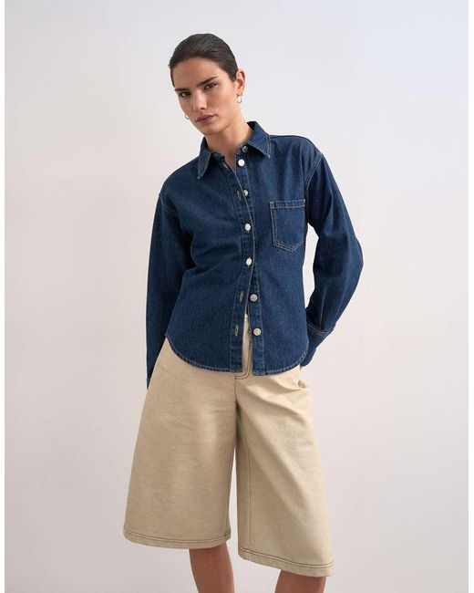TOPSHOP Blue Denim Cinch Detail Shirt