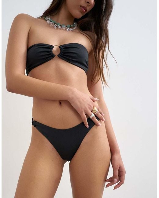 TOPSHOP Brown Thailand High Leg Cheeky Bikini Bottom