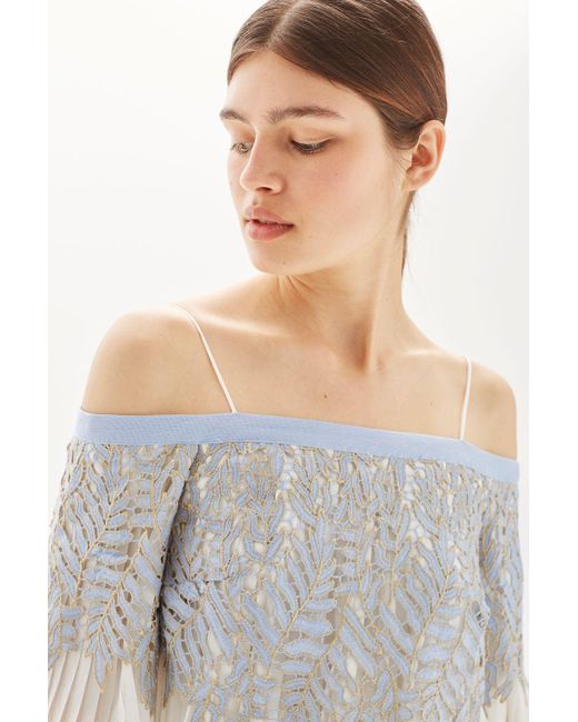Buy TOPSHOP Leaf Pleat Bardot Dress | ZALORA HK