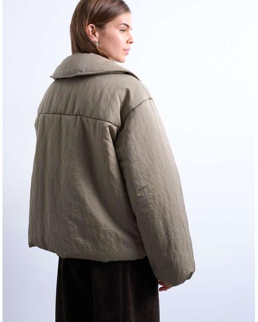 TOPSHOP Natural Short Tie Waist Puffer Jacket