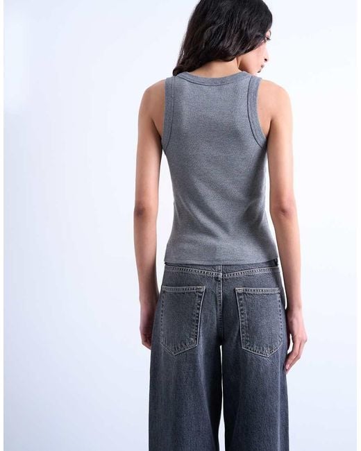 TOPSHOP Blue Rib Racer Vest