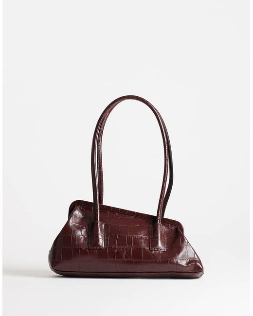 TOPSHOP Brown Sophie Medium Angular Shoulder Bag