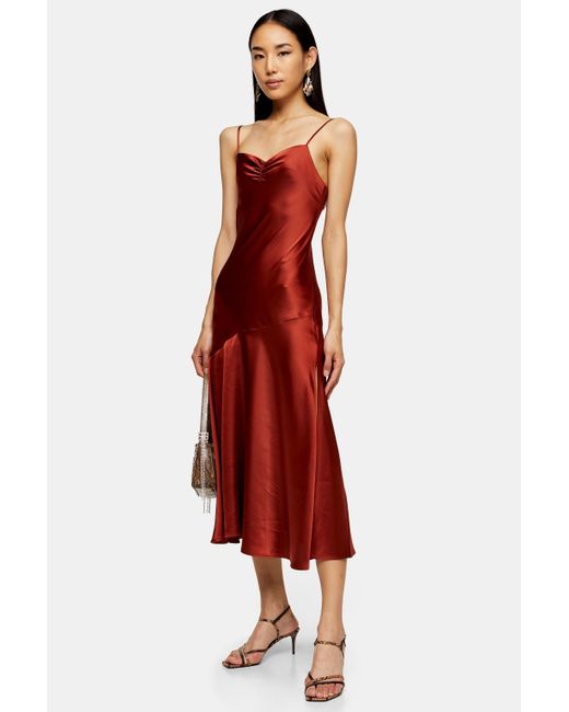 red slip dress
