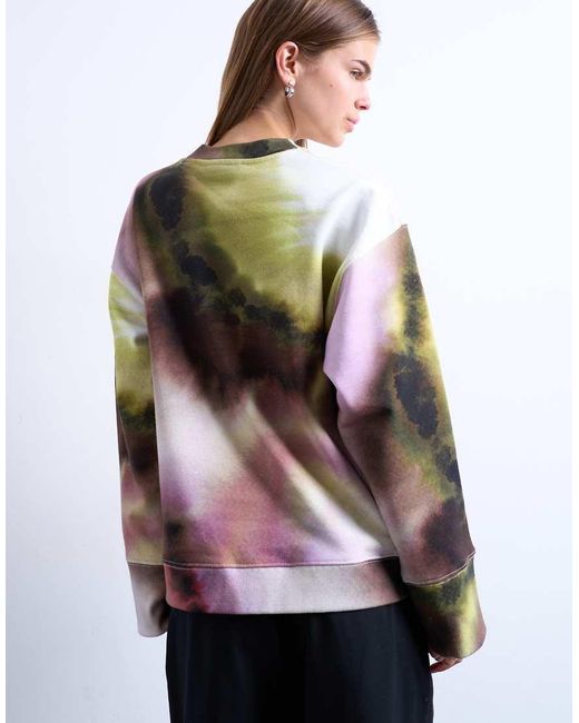 TOPSHOP White Abstract Print Oversized Sweat