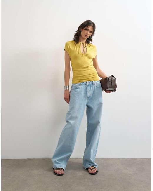 TOPSHOP Gray Keyhole Detail Top