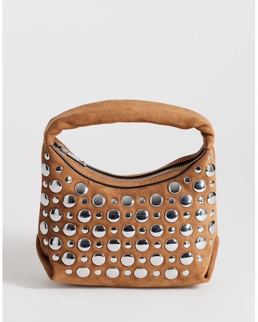 TOPSHOP Brown Juno Small Studded Grab Bag