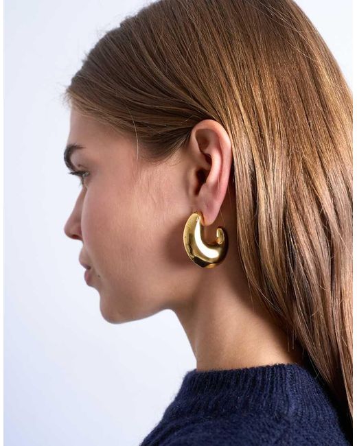 TOPSHOP Brown Paris Waterproof Stainless Steel Hoop Earrings