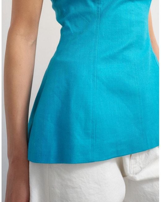 TOPSHOP Blue Fitted Tailored Bandeau