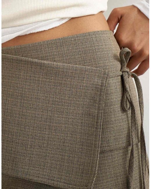 TOPSHOP Gray Wrap Tie Mini Skirt