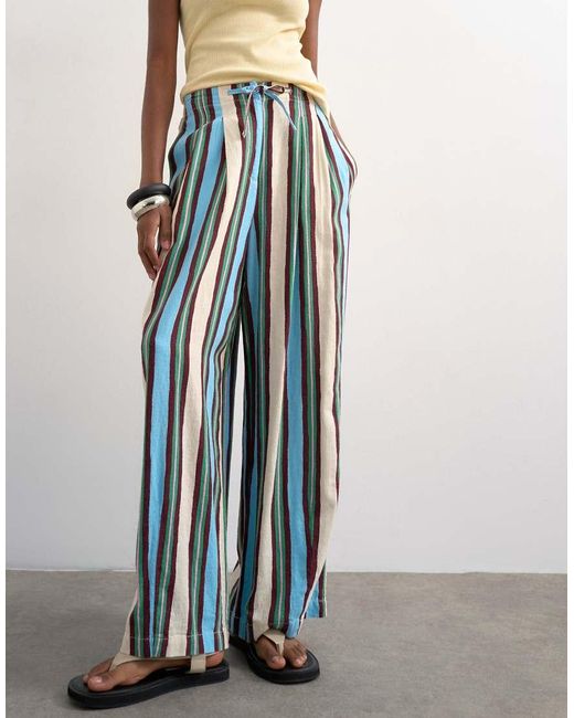 TOPSHOP White Linen Balloon Trouser With Tie Waist