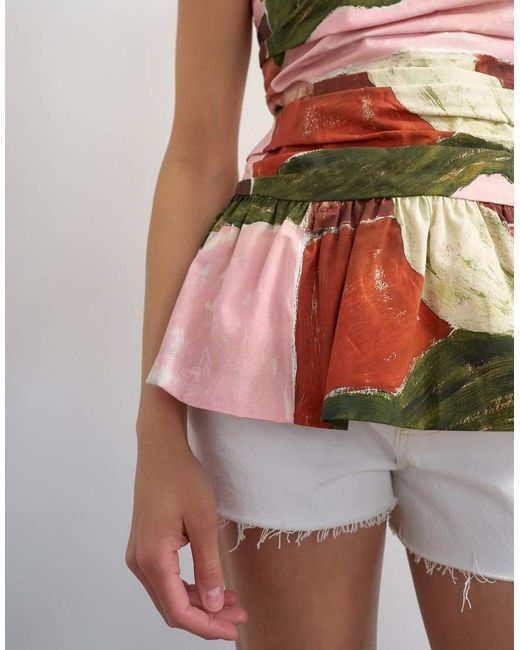 TOPSHOP White Gathered Bust Bandeau With Peplum Hem