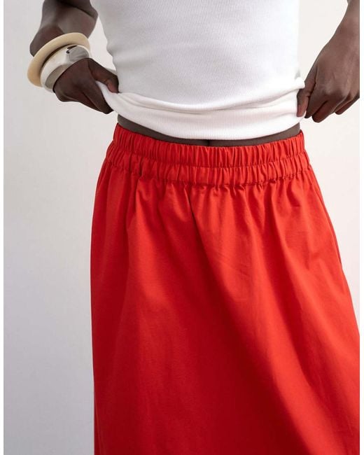 TOPSHOP Red Maxi Full Circle Colour Block Skirt