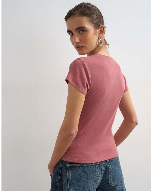 TOPSHOP Multicolor Button Through Short Sleeve Top