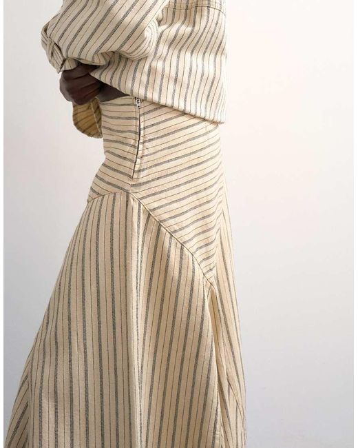 TOPSHOP Natural Denim Asymmetric Dropped Waist Maxi Skirt