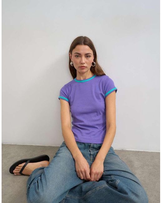 TOPSHOP Purple Contrast Everyday Tee